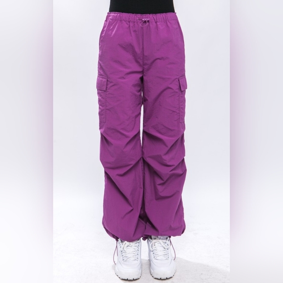 #255 🛑28 M, L BOHO FABULOUS WAIST ELASTIC PARACHUTE CARGO PANTS - Picture 10 of 16